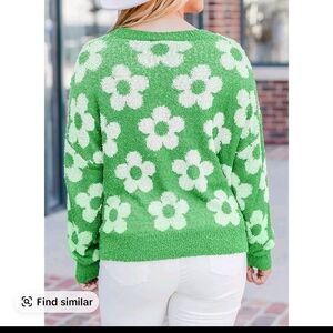 Green Floral Women's Sweater